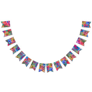 Bandeirinha Abstração de abertura de palha verde-amarelo-azul