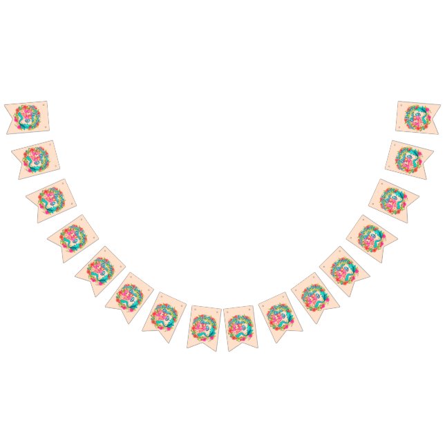 Bandeirinha Adicionar Nome Festa de aniversário Azul da Coluna (Todos)