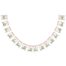 Bandeirinha Aguarela floral do coelho dos coelhos do chá de