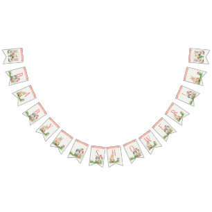 Bandeirinha Aguarela floral do coelho dos coelhos do chá de