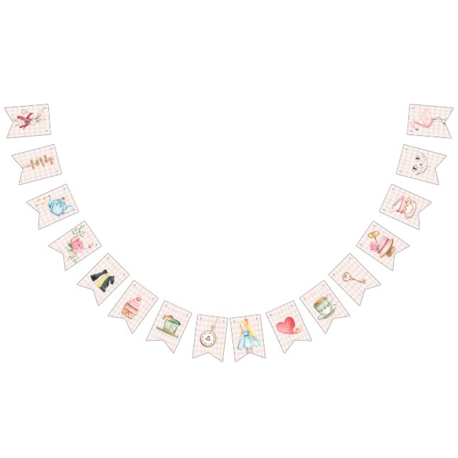 Bandeirinha Alice Adventures em Woderland Birthday Tea Party (Todos)