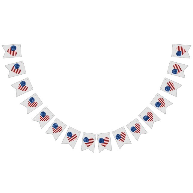 Bandeirinha American Flag Heart 4 de julho Glitter (Todos)