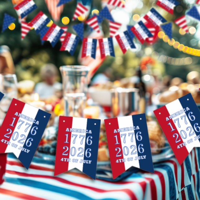 Bandeirinha Americana Red White Blue Stripes America 1776 2026 (Criador carregado)