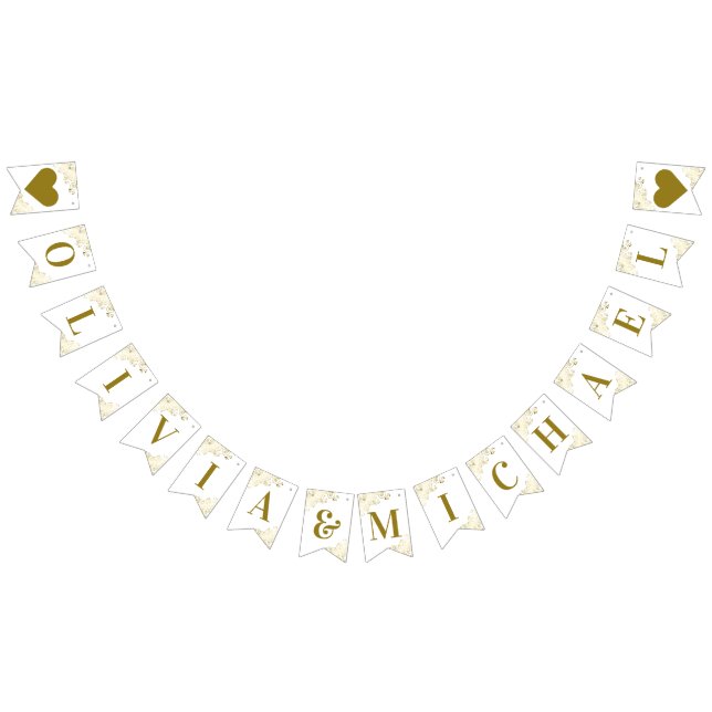 Bandeirinha Amigos Dourados com nomes de Casais de Casamento B (Todos)