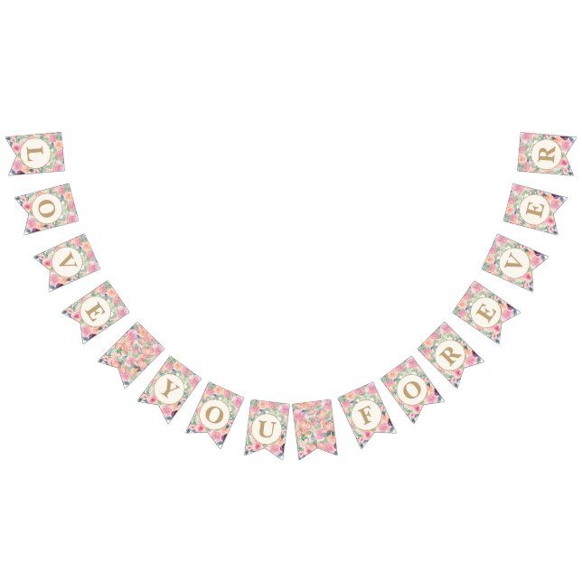 Bandeirinha Amo-Te Para Sempre Casar Verde Rosa Esbranquiçado (Todos)