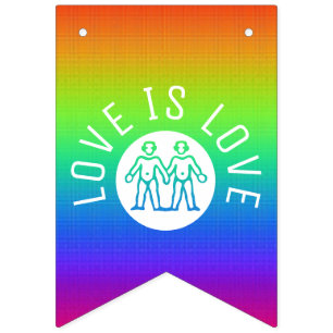 Bandeirinha Amor é Tipografia Orgulho gay LGBT Arco-Íris