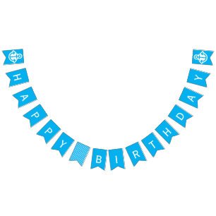Bandeirinha Âncora de Aniversário Feliz Azul Náutico