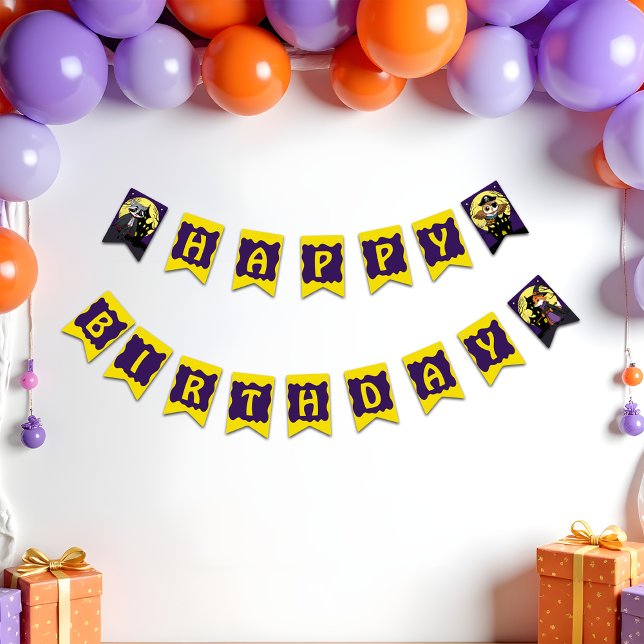 Bandeirinha Animais da Floresta Spooky em Constume Feliz Anive (Criador carregado)