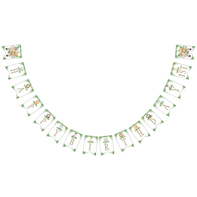 Bandeirinha Animais da Selva Cobra Safari Car Greenery Anivers (Todos)