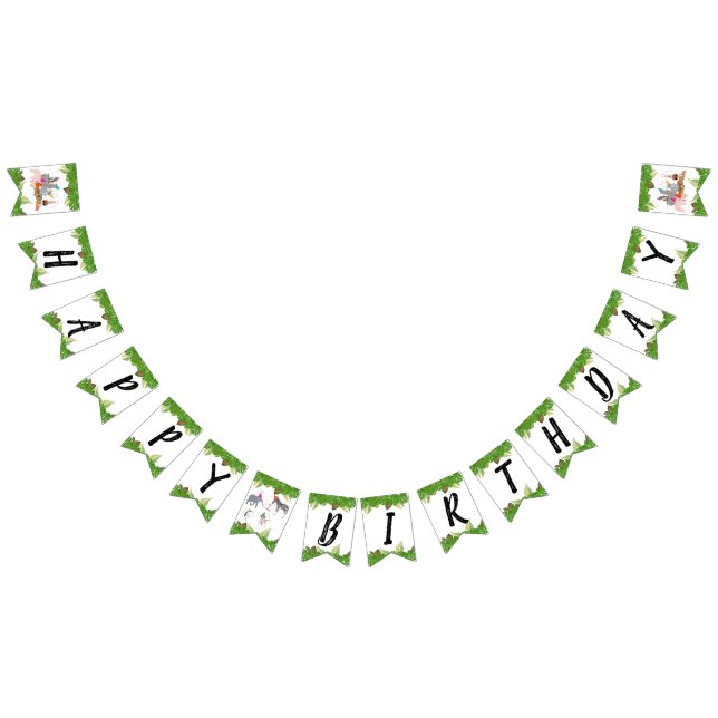 Bandeirinha Animais da Selva Engraçados e Bonitos na Festa Sel (Todos)