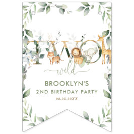 Bandeirinha Animais Selvagens Cultivam Dois segundos aniversár