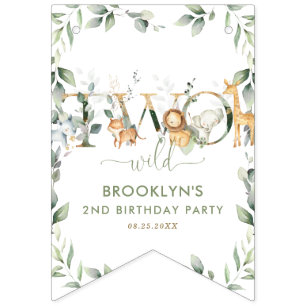 Bandeirinha Animais Selvagens Cultivam Dois segundos aniversár