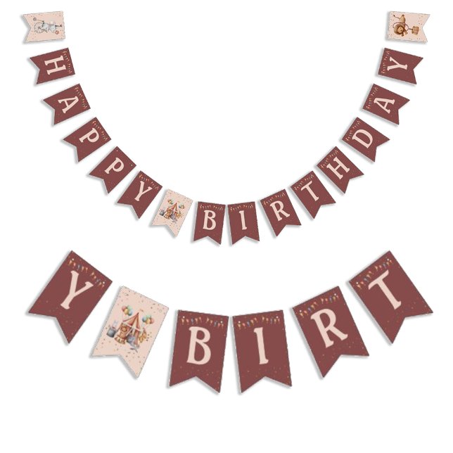 Bandeirinha Animais Whimsic Festa de Aniversário de criança de (Whimsical Animals Circus Kids Birthday Party Bunting Flags)