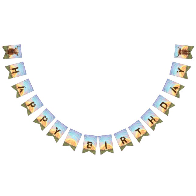 Bandeirinha Aniversário da Vaca do Terreno Superior das Cabeça (Todos)