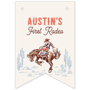 Bandeirinha Aniversário de 1º Rodeio de Cowboy Vintage