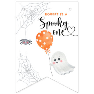 Bandeirinha Aniversário de 1 ano Watercolor Spooky One