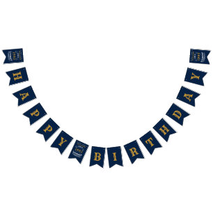 Bandeirinha aniversário de 40 anos 1982 Azul Dourado Adicionar