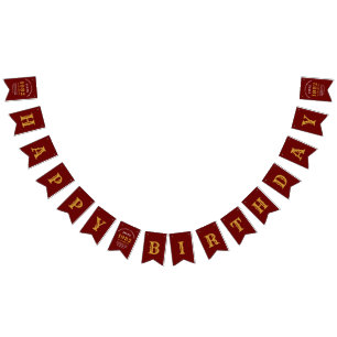 Bandeirinha aniversário de 40 anos 1982 Chic Red Dourado Name