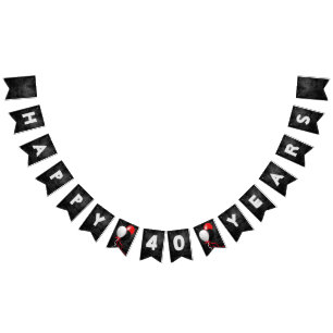 Bandeirinha aniversário de 40 anos de couros e balões negros