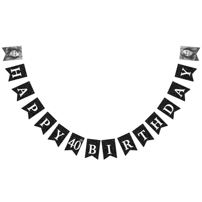 Bandeirinha Aniversário de 40 anos de Foto Preta Feliz (Todos)