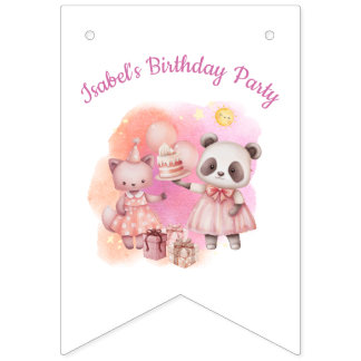 Bandeirinha Aniversário de Animal de Pastel Doce