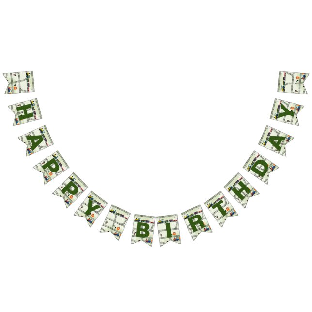 Bandeirinha Aniversário de comboios para crianças ferroviárias (Todos)