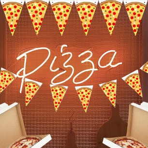 Bandeirinha aniversário de criança de festa de pizza divertida