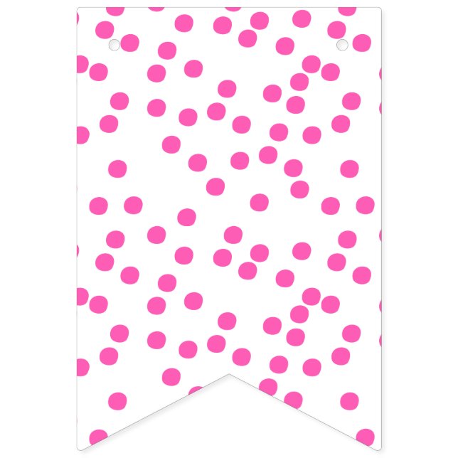 Bandeirinha Aniversário de criança - Padrão de Polkadots Rosa  (Primeira Bandeira)