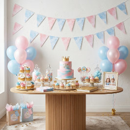 Bandeirinha Aniversário de Gêmeos Menino e Menina Dois Gansos 