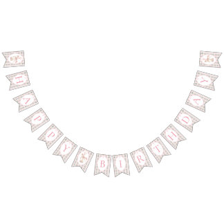 Bandeirinha Aniversário de um ano Carousel Rosa