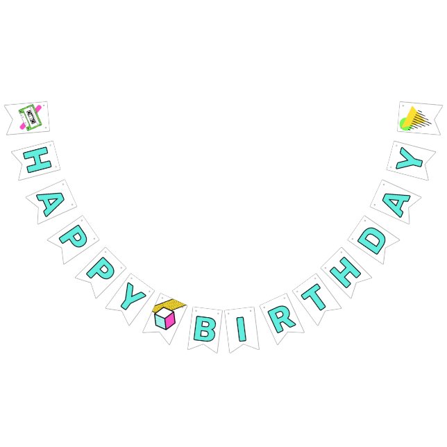 Bandeirinha Aniversário do anos 80 Totalmente Tubular (Todos)