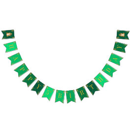 Bandeirinha Aniversário do Cachorro Verde ouro