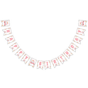 Bandeirinha Aniversário do Caminhão de Sorvete Rosa