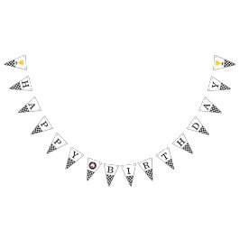 Bandeirinha Aniversário do padrão do quadro de xadrez branco p