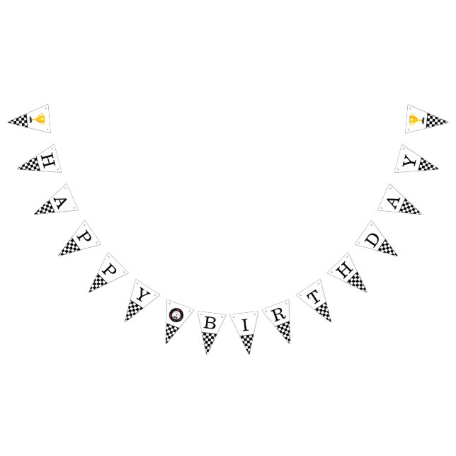 Bandeirinha Aniversário do padrão do quadro de xadrez branco p (Todos)