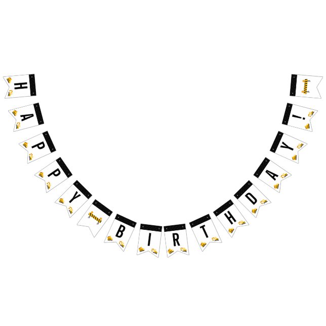 Bandeirinha Aniversário do Tema Caminhões de Construção (Todos)