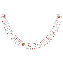 Bandeirinha Aniversário feliz da Elegant Watercolor Strawberry