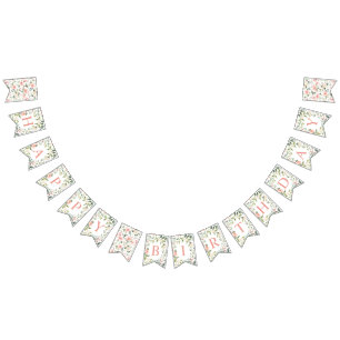 Bandeirinha Aniversário feliz de Rosas Rosa-d'Água