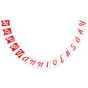 Bandeirinha ANIVERSÁRIO FELIZ, VERMELHO + Branco
