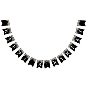 Bandeirinha Aniversário negro e Dourado