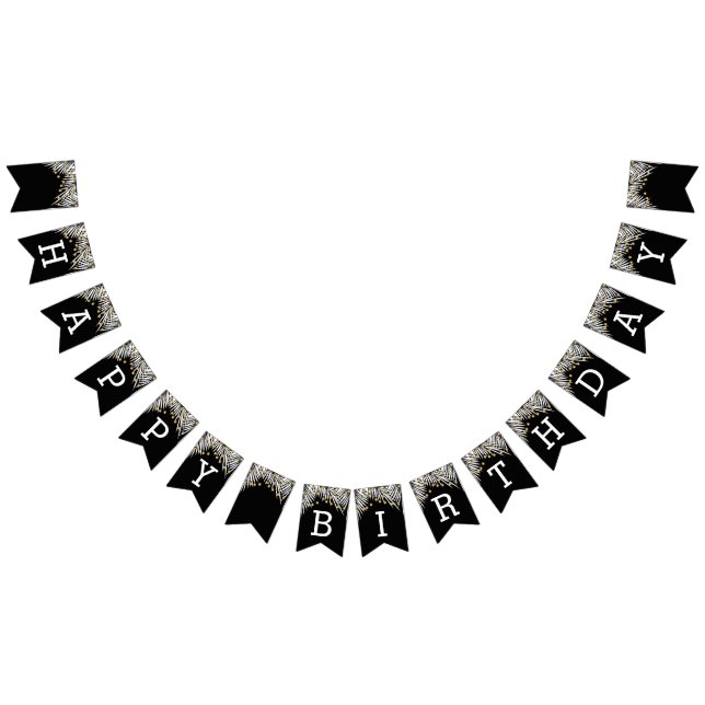 Bandeirinha Aniversário negro e Dourado (Todos)