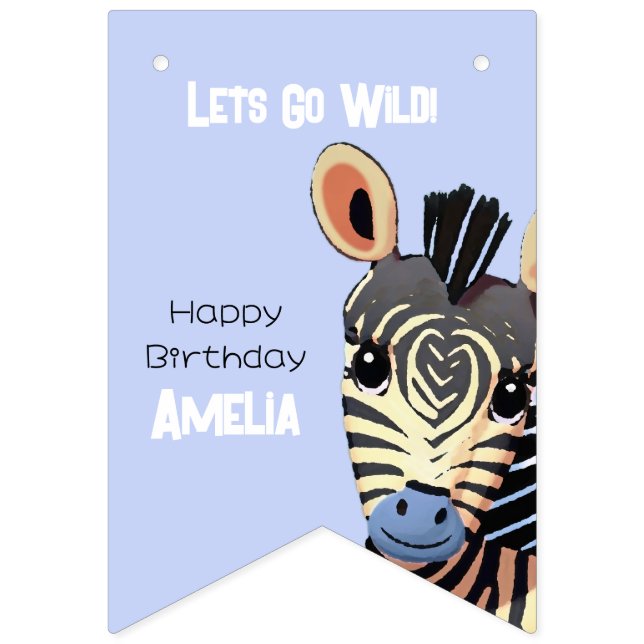 Bandeirinha Aniversário Personalizado do Bebê Zebra (Primeira Bandeira)