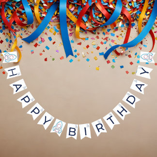 Bandeirinha Aniversário Personalizável Fora do Espaço