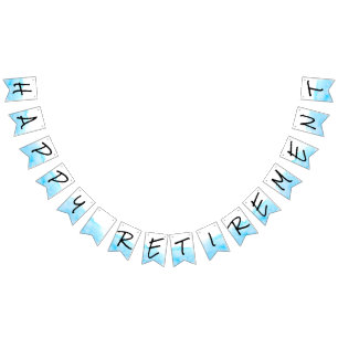 Bandeirinha Aposentação Feliz De Cor Branca E Azul Moderna
