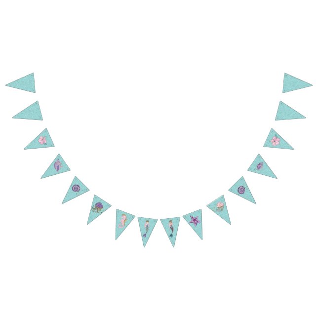 Bandeirinha Aqua Glitter Sereid Party Bunting Banner (Todos)