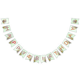 Bandeirinha Aquarela Floral de Aniversário de Flores Silvestre