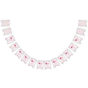 BANDEIRINHA ARCO DE FLORES DE ABÓBORA PINK E ANIVERSÁRIO