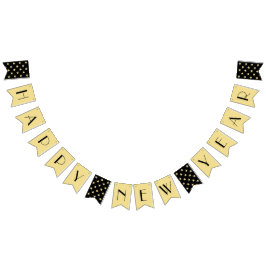 Bandeirinha Art Deco Felizes anos novos Eve Party Black Faux D