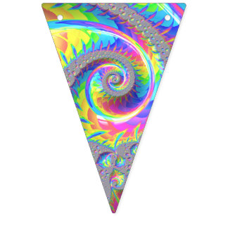 Bandeirinha Arte Digital Abstrato Fractal Espiral Arco-íris Ne