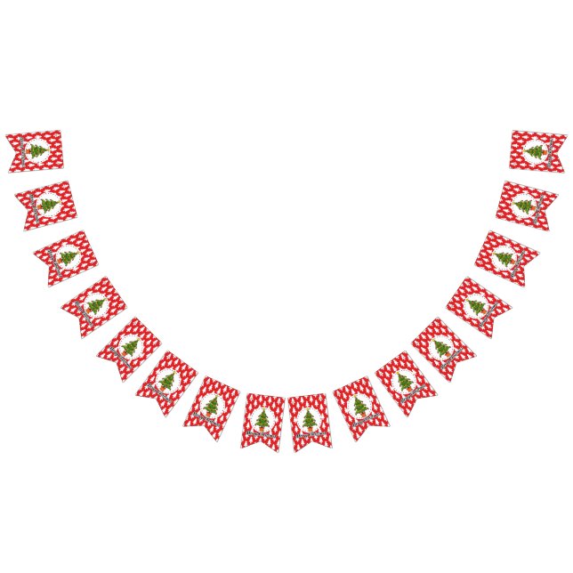 Bandeirinha Árvore de Natal sobre Pinheiros Vermelhos - Feliz  (Todos)